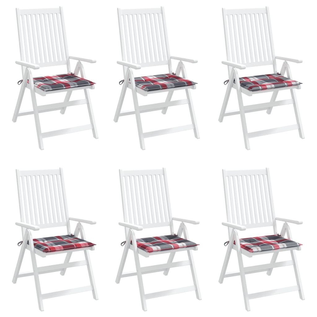 Podušky Na Zahradní Židli 6Ks Červené Kárované 50X50X4Cm Oxford Vzor Červená Kostka