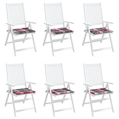 Podušky Na Zahradní Židli 6Ks Červené Kárované 50X50X4Cm Oxford Vzor Červená Kostka
