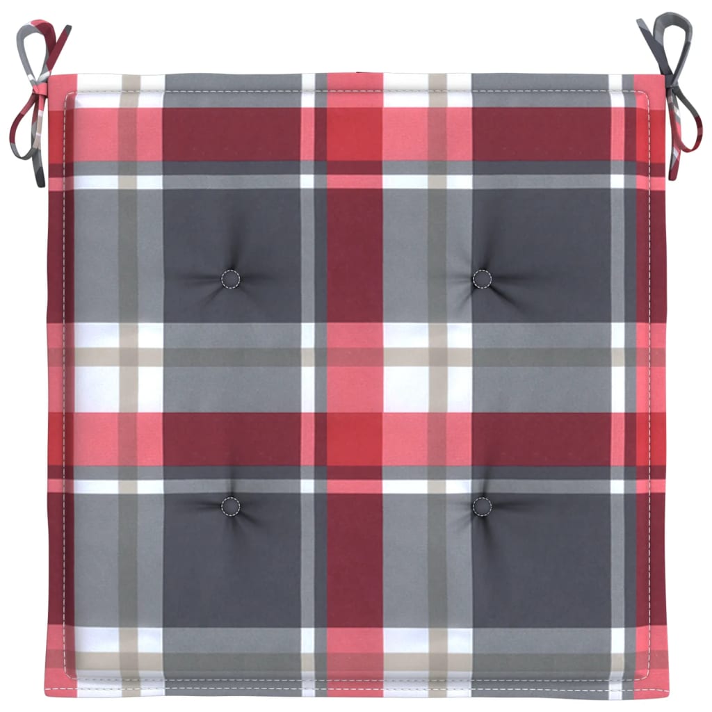 Podušky Na Zahradní Židli 6Ks Červené Kárované 50X50X4Cm Oxford Vzor Červená Kostka