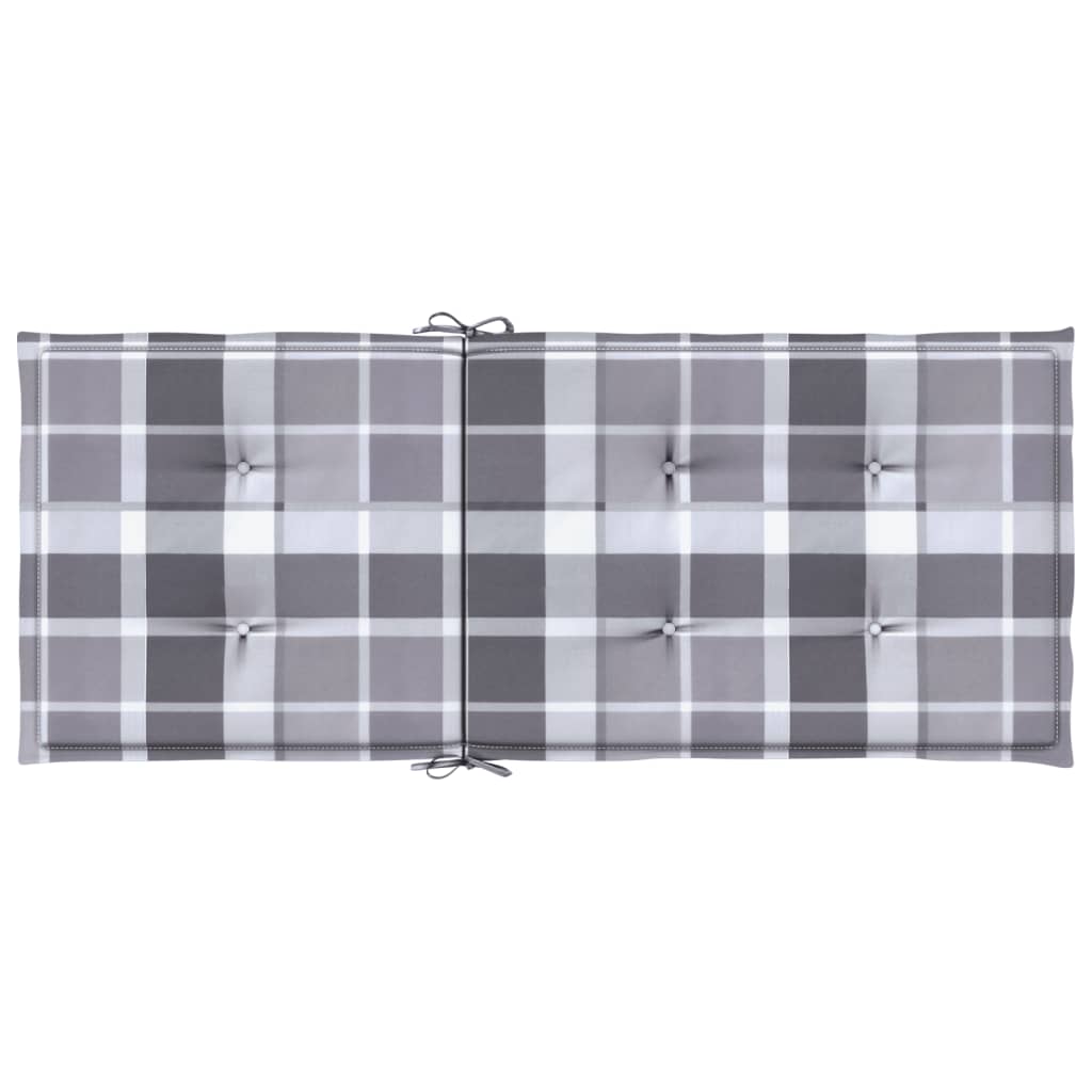 Podušky Na Židli Vysoké Opěradlo 2 Ks Šedé Kárované 120X50X3 Cm