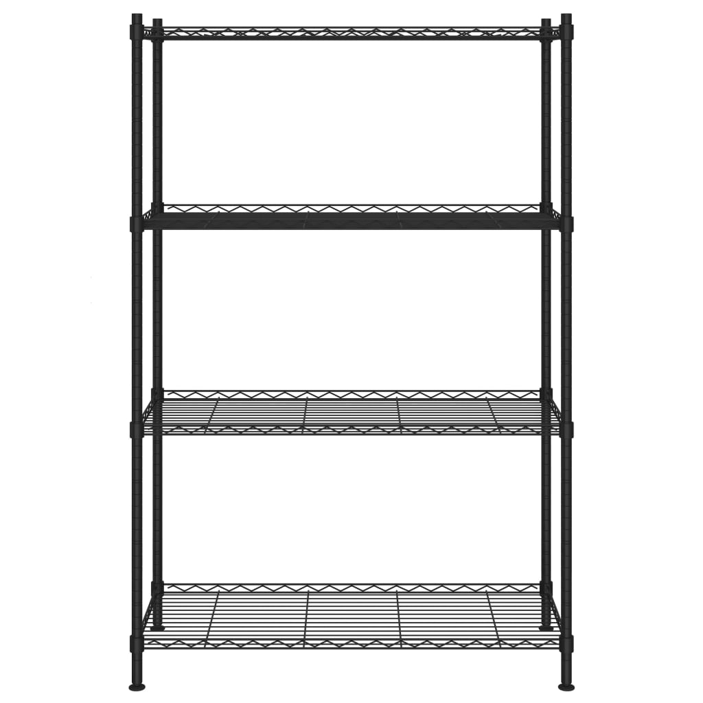 Úložný Regál 4 Police 90 X 35 X 137 Cm Černý 200 Kg