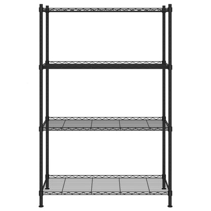 Úložný Regál 4 Police 90 X 35 X 137 Cm Černý 200 Kg