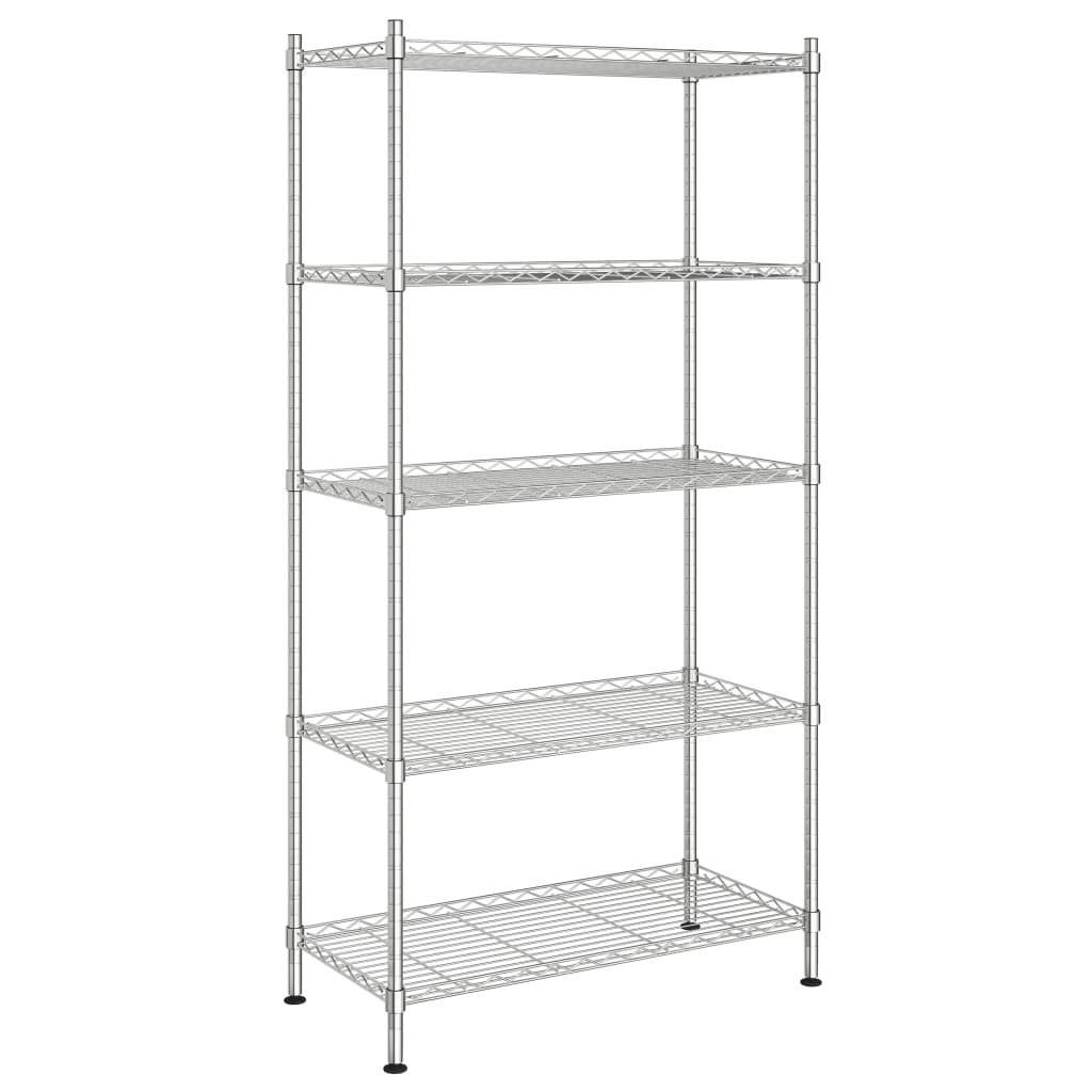 Úložný Regál 5 Polic 90 X 35 X 180 Cm Chromovaný 250 Kg