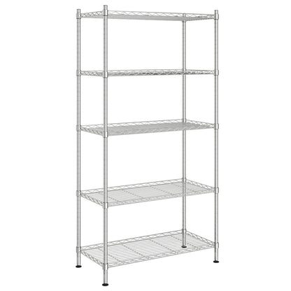 Úložný Regál 5 Polic 90 X 35 X 180 Cm Chromovaný 250 Kg