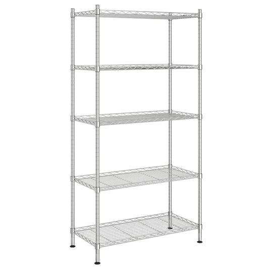 Úložný Regál 5 Polic 90 X 35 X 180 Cm Chromovaný 250 Kg