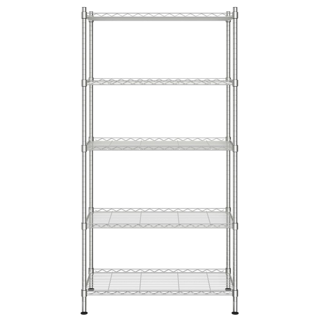 Úložný Regál 5 Polic 90 X 35 X 180 Cm Chromovaný 250 Kg