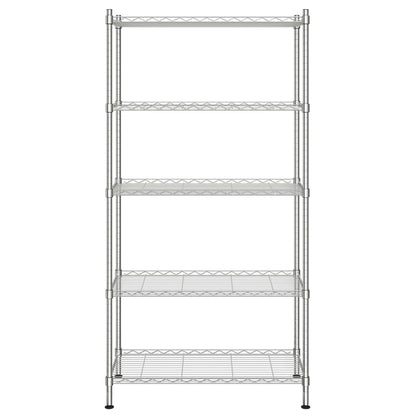 Úložný Regál 5 Polic 90 X 35 X 180 Cm Chromovaný 250 Kg