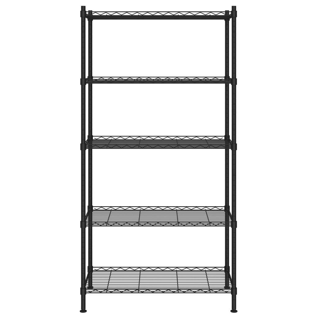 Úložný Regál 5 Polic 90 X 35 X 180 Cm Černý 250 Kg