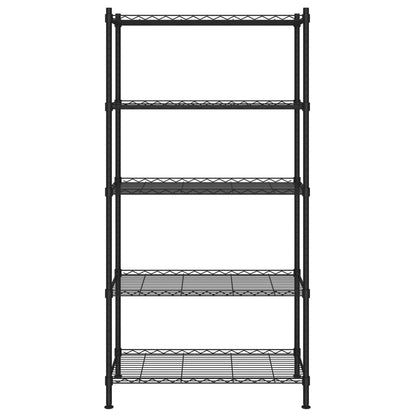 Úložný Regál 5 Polic 90 X 35 X 180 Cm Černý 250 Kg
