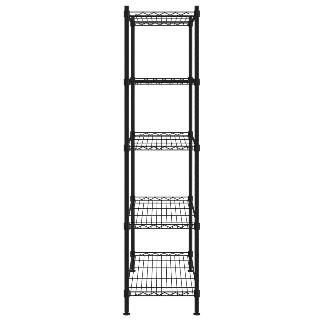 Úložný Regál 5 Polic 90 X 35 X 180 Cm Černý 250 Kg