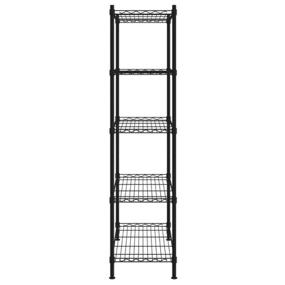 Úložný Regál 5 Polic 90 X 35 X 180 Cm Černý 250 Kg