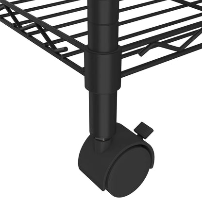 Úložný Regál 4 Police S Kolečky Černý 200 Kg