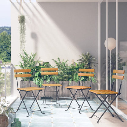 Skládací Bistro Židle 8 Ks Masivní Akáciové Dřevo A Ocel