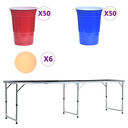 Skládací Stůl Na Beer Pong S Kelímky A Míčky 240 Cm