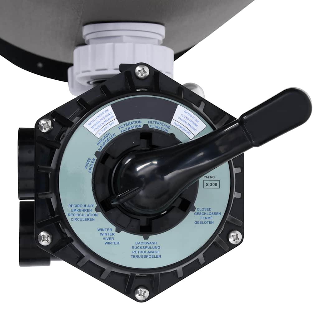 Bazénová Písková Filtrace Se 6Polohovým Ventilem Šedá