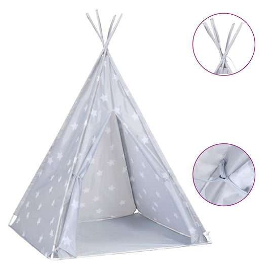 Dětské Týpí S Úložnou Taškou Polyester Šedé 115X115X160 Cm