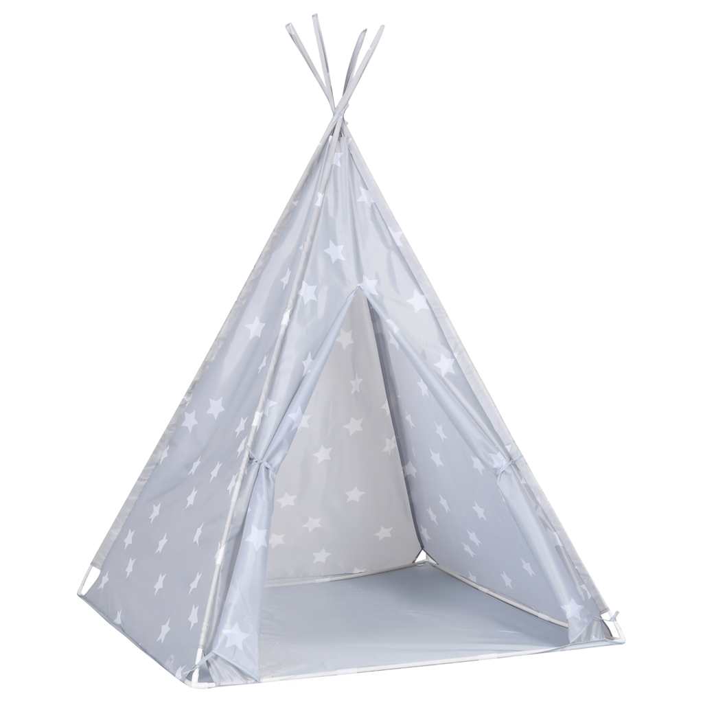 Dětské Týpí S Úložnou Taškou Polyester Šedé 115X115X160 Cm