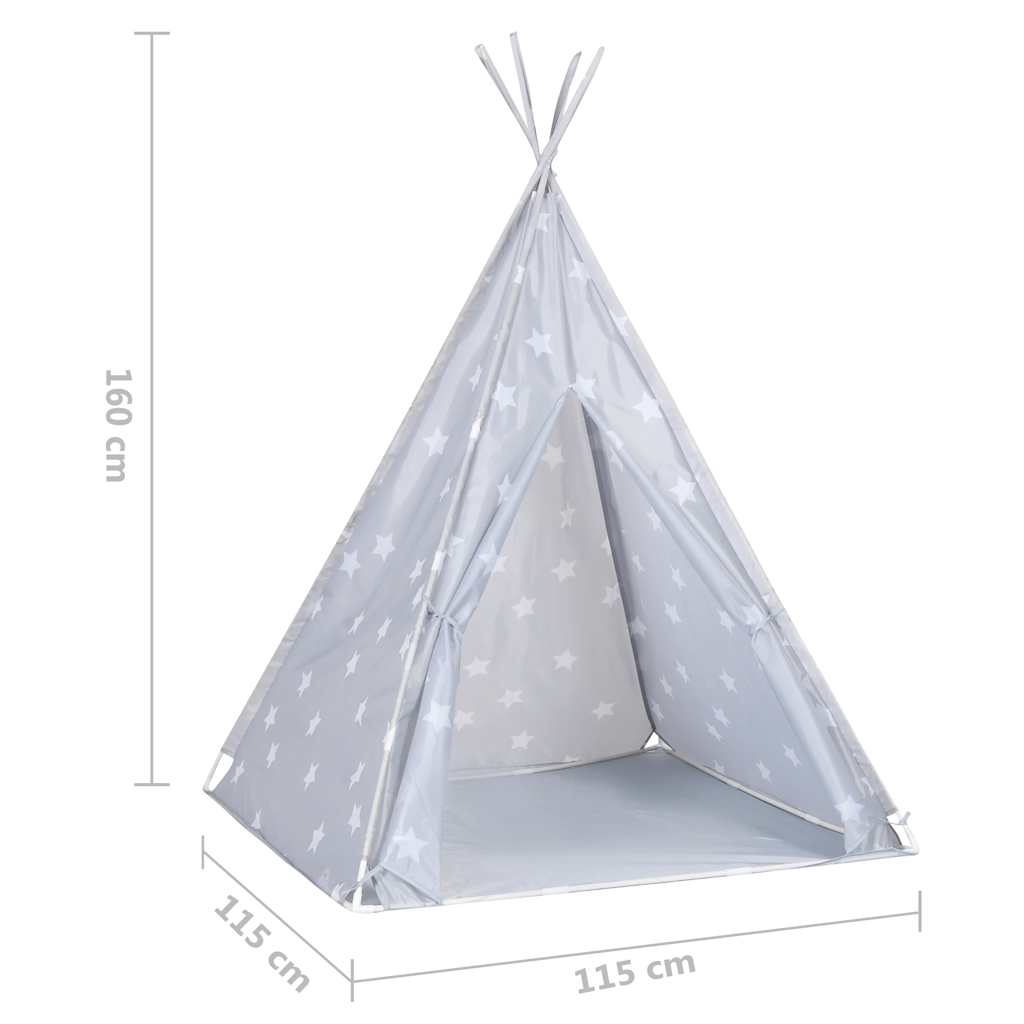 Dětské Týpí S Úložnou Taškou Polyester Šedé 115X115X160 Cm