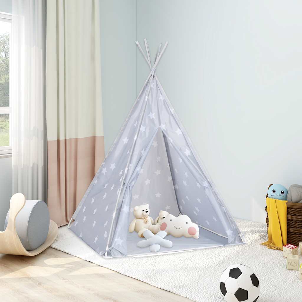 Dětské Týpí S Úložnou Taškou Polyester Šedé 115X115X160 Cm