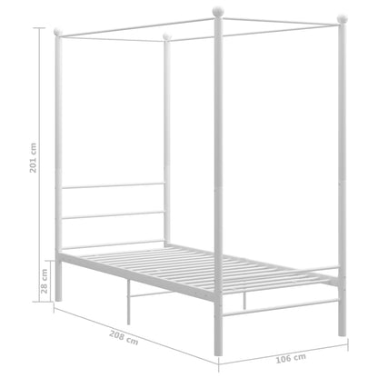 Rám Postele S Nebesy Bílý Kovový 100 X 200 Cm