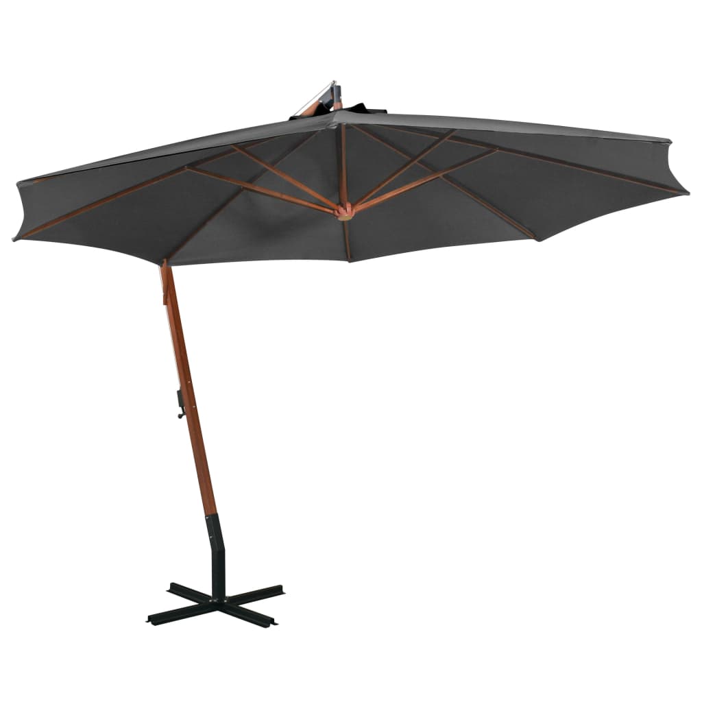 Závěsný Slunečník 300 X 300 Cm Dřevěná Tyč Bílý