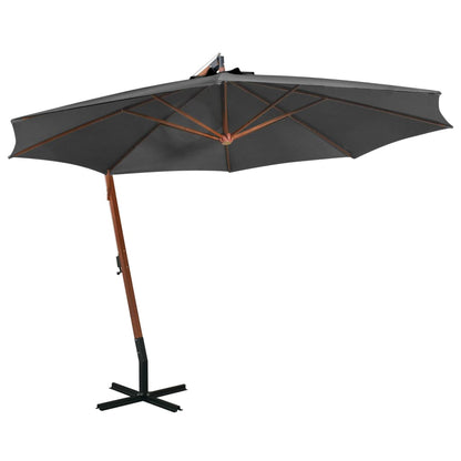 Závěsný Slunečník 300 X 300 Cm Dřevěná Tyč Bílý