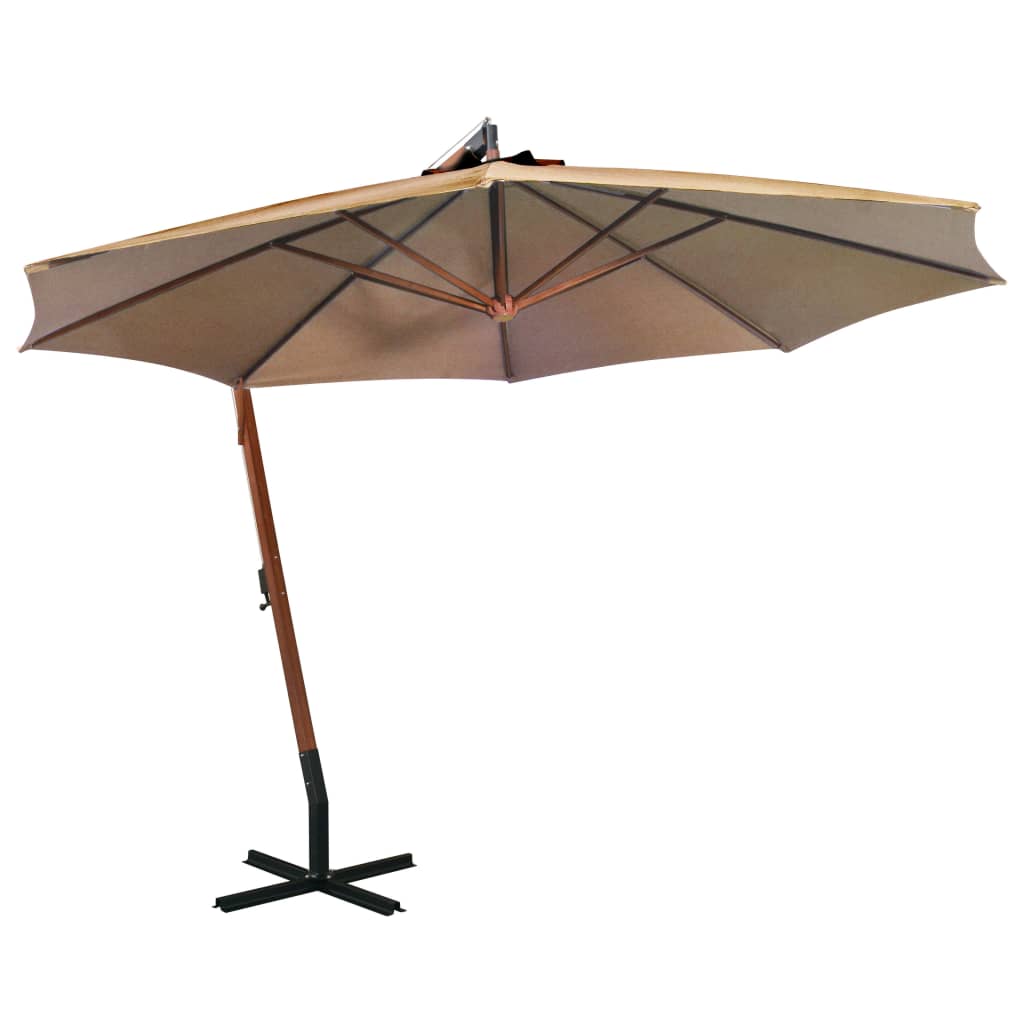 Závěsný Slunečník 300 X 300 Cm Dřevěná Tyč Bílý