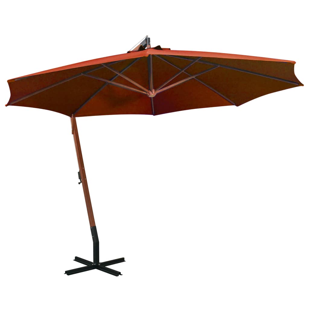 Závěsný Slunečník 300 X 300 Cm Dřevěná Tyč Bílý