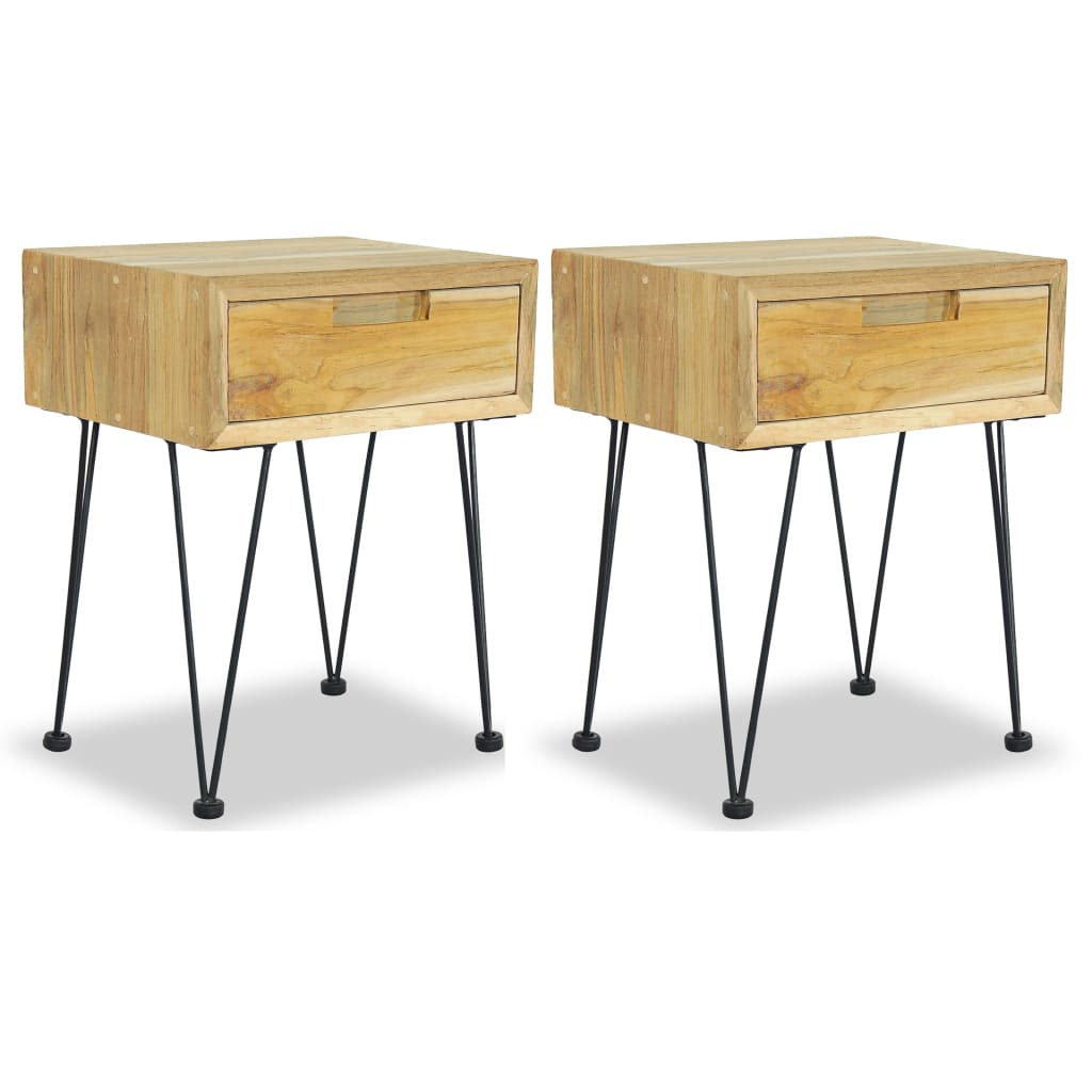 Noční Stolky 2 Ks 40 X 30 X 50 Cm Masivní Teak