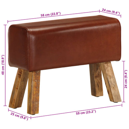 Lavice Gymnastický Kůň 58 Cm Hnědá Pravá Kůže A Mangovník