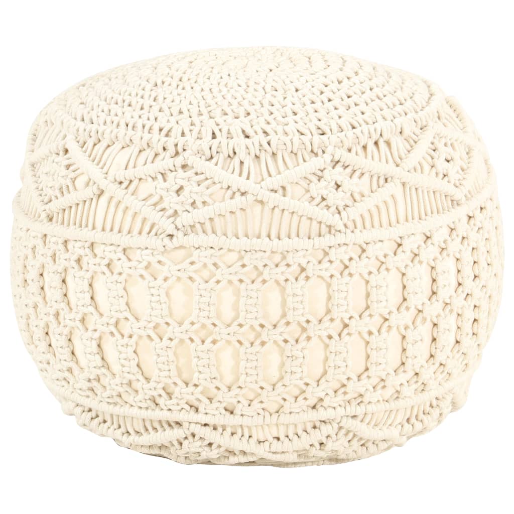 Ručně Vyrobený Sedací Puf Macrame 45 X 30 Cm Bavlna