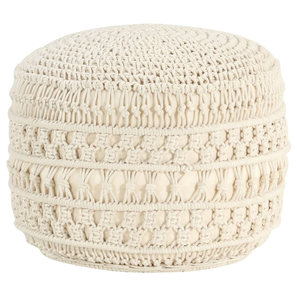 Ručně Vyrobený Sedací Puf Macrame 45 X 30 Cm Bavlna
