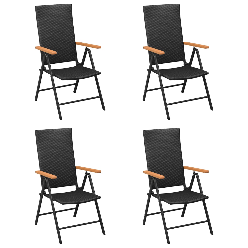 Zahradní Křesla 4 Ks Polyratan Černé
