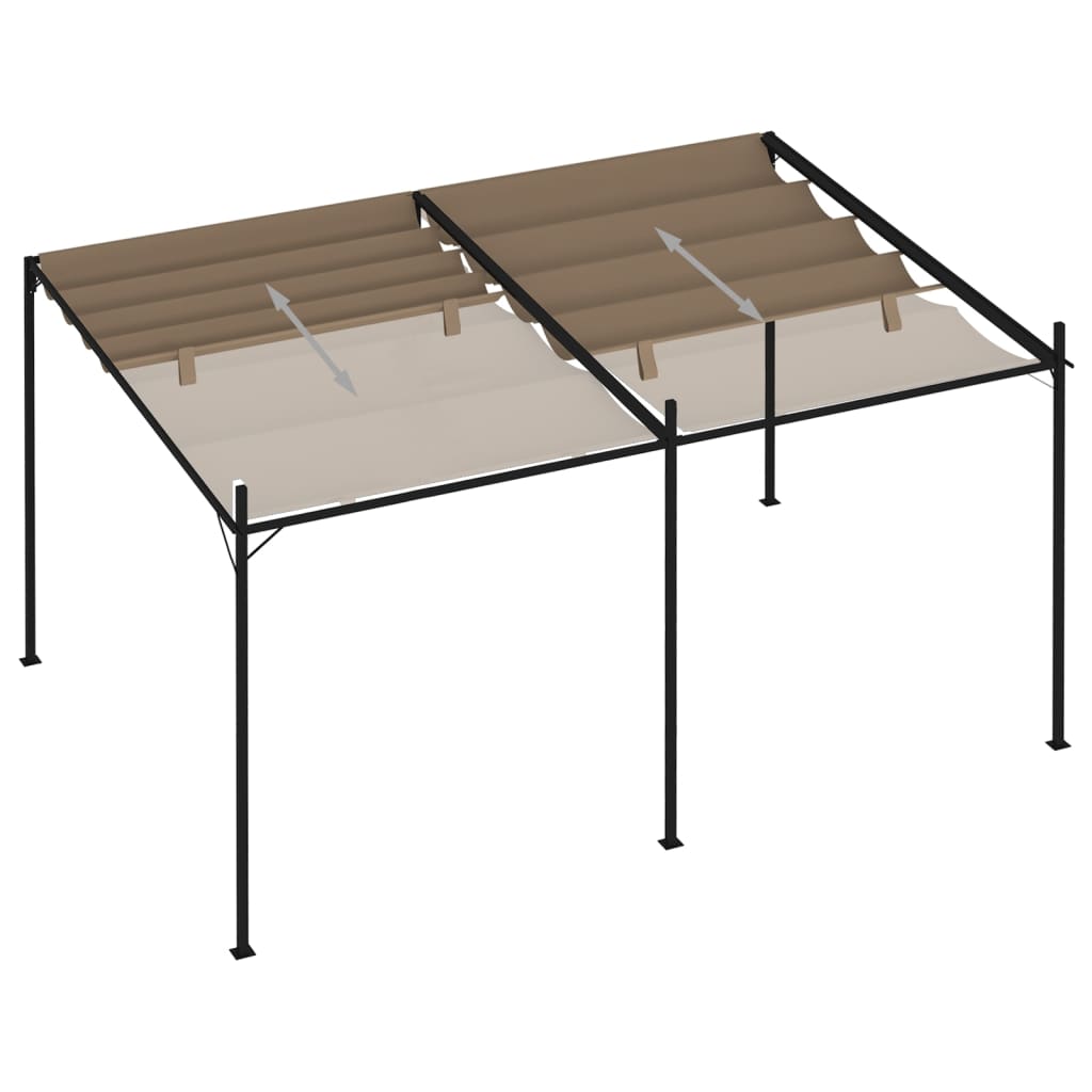 Altán Se Zatahovací Střechou 400 X 300 X 233 Cm Taupe