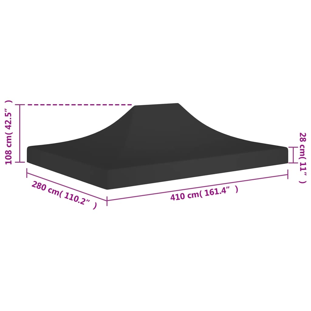 Střecha K Party Stanu 4 X 3 M Černá 270 G/M²