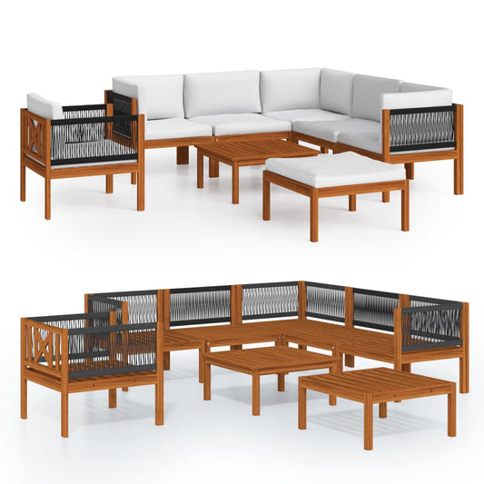 8Dílná Zahradní Sedací Souprava Podušky Krémové Masivní Akácie