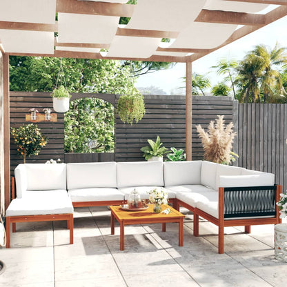 5Dílná Zahradní Sedací Souprava Podušky Krémové Masivní Akácie