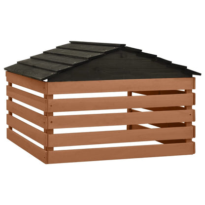 Garáž Na Robotickou Sekačku Černohnědá 78X74X54 Cm Jedlové Dřevo