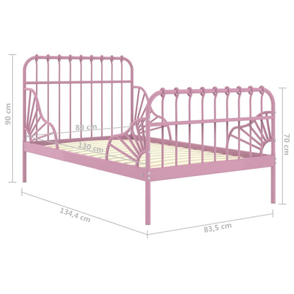 Prodloužitelný Rám Postele Růžový Kov 80 X 130/200 Cm