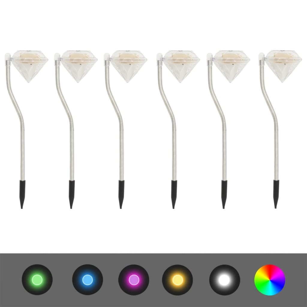 Solární Zahradní Led Svítidla 6 Ks 9 X 7,8 X 29,5 Cm