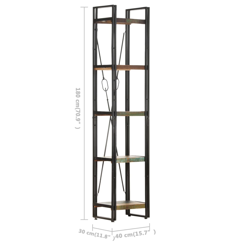Knihovna S 5 Policemi 40X30X180 Cm Masivní Regenerované Dřevo