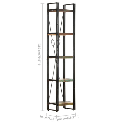 Knihovna S 5 Policemi 40X30X180 Cm Masivní Regenerované Dřevo