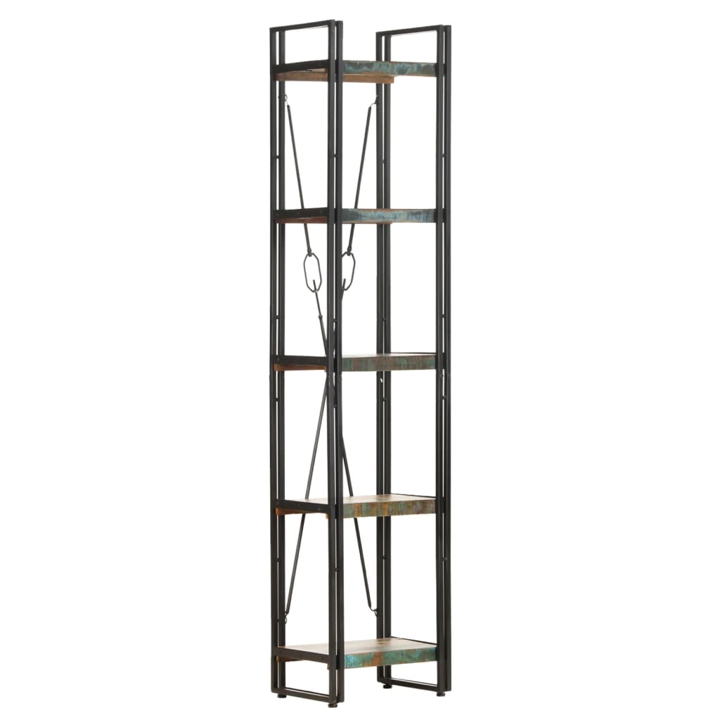 Knihovna S 5 Policemi 40X30X180 Cm Masivní Regenerované Dřevo