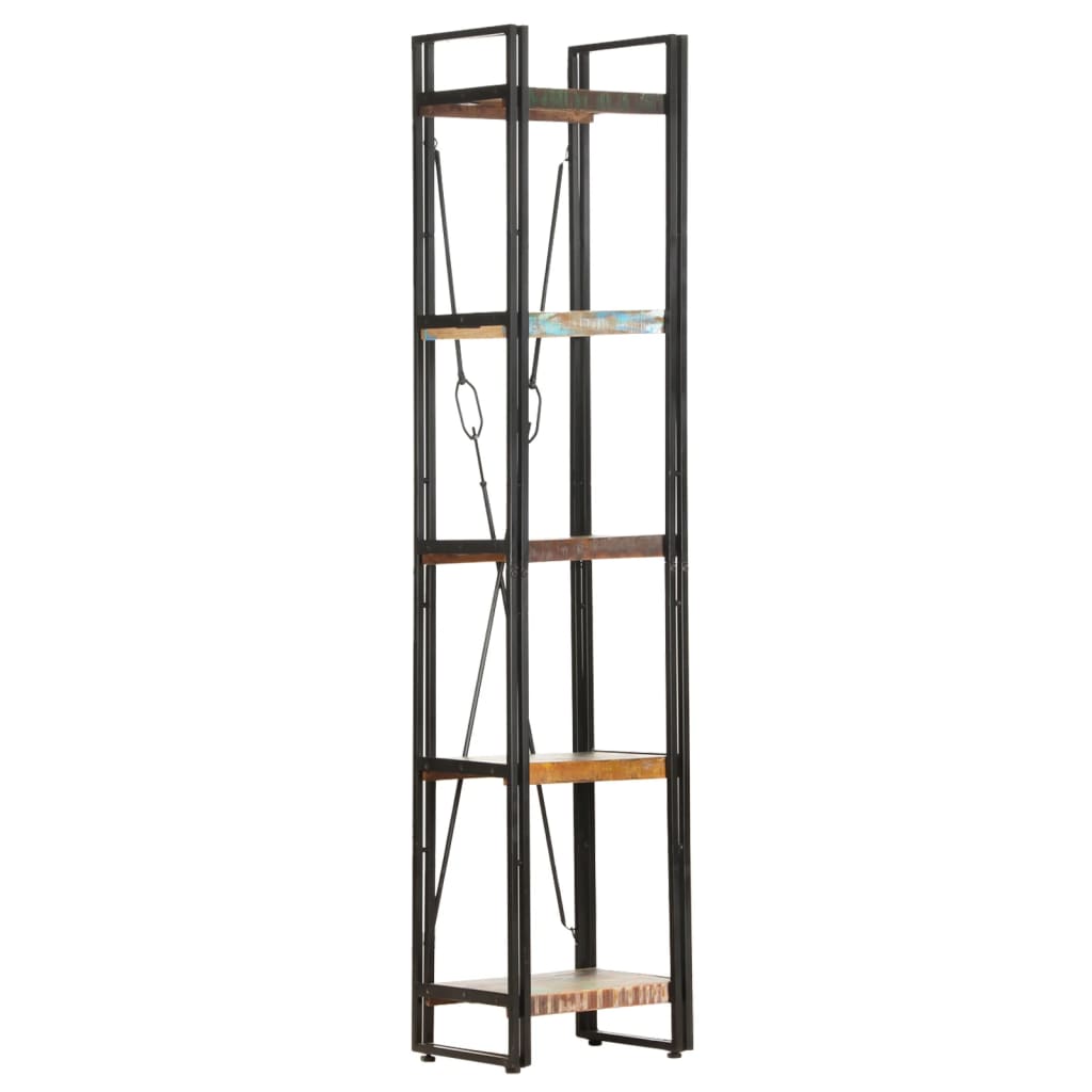 Knihovna S 5 Policemi 40X30X180 Cm Masivní Regenerované Dřevo