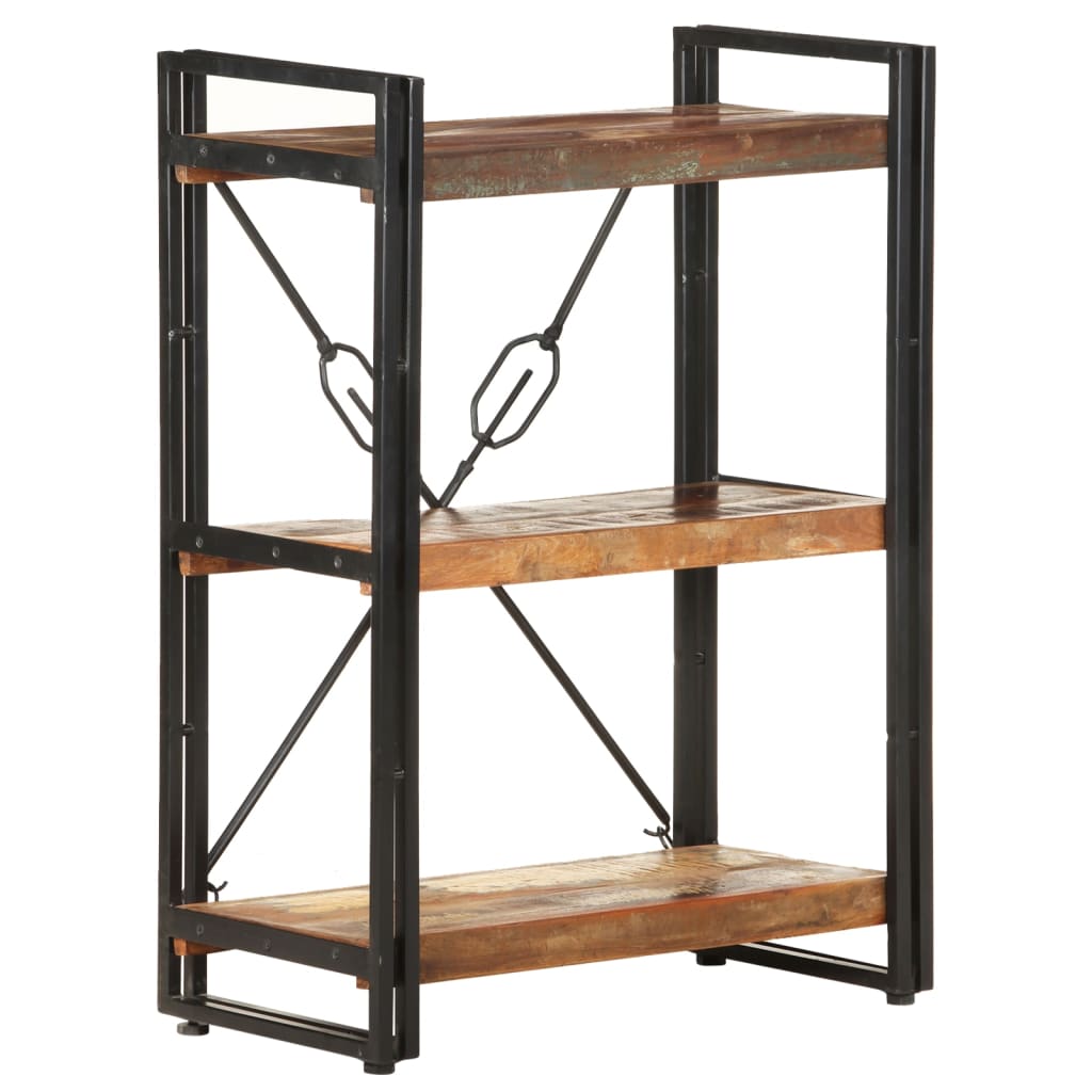 Knihovna Se 3 Policemi 60X30X80 Cm Masivní Recyklované Dřevo