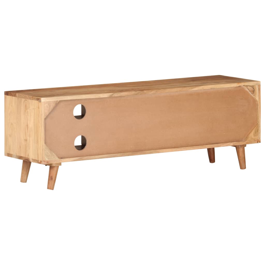 Tv Stolek 115 X 30 X 39 Cm Masivní Akáciové Dřevo Bílá