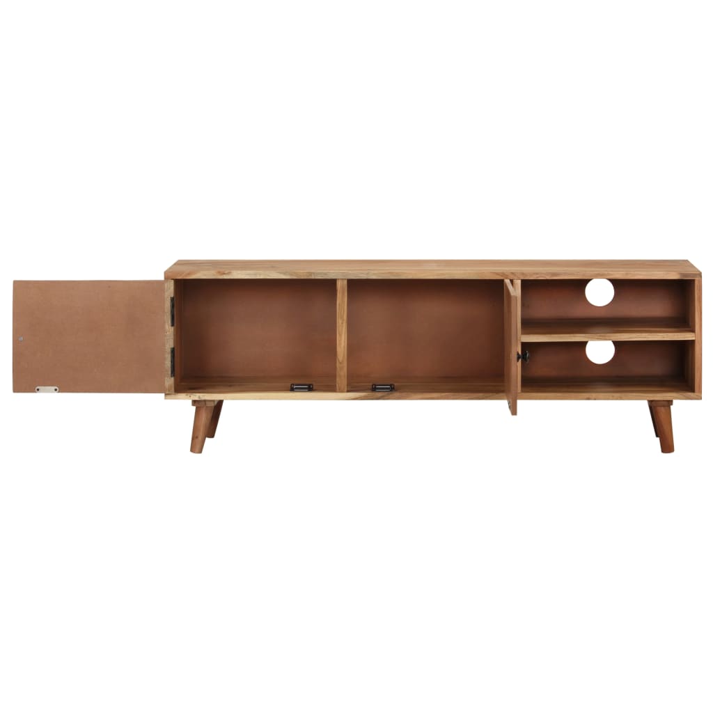 Tv Stolek 115 X 30 X 39 Cm Masivní Akáciové Dřevo Bílá