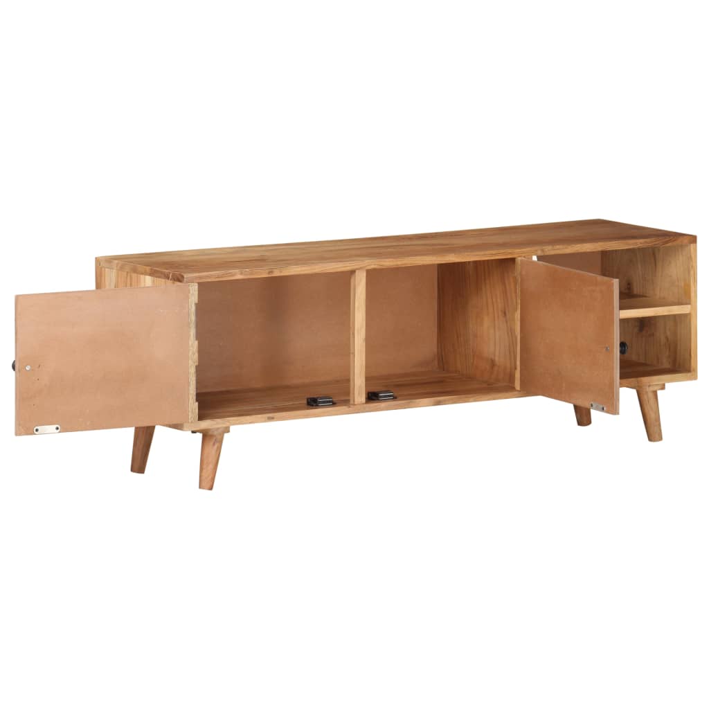 Tv Stolek 115 X 30 X 39 Cm Masivní Akáciové Dřevo Bílá