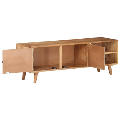 Tv Stolek 115 X 30 X 39 Cm Masivní Akáciové Dřevo Bílá