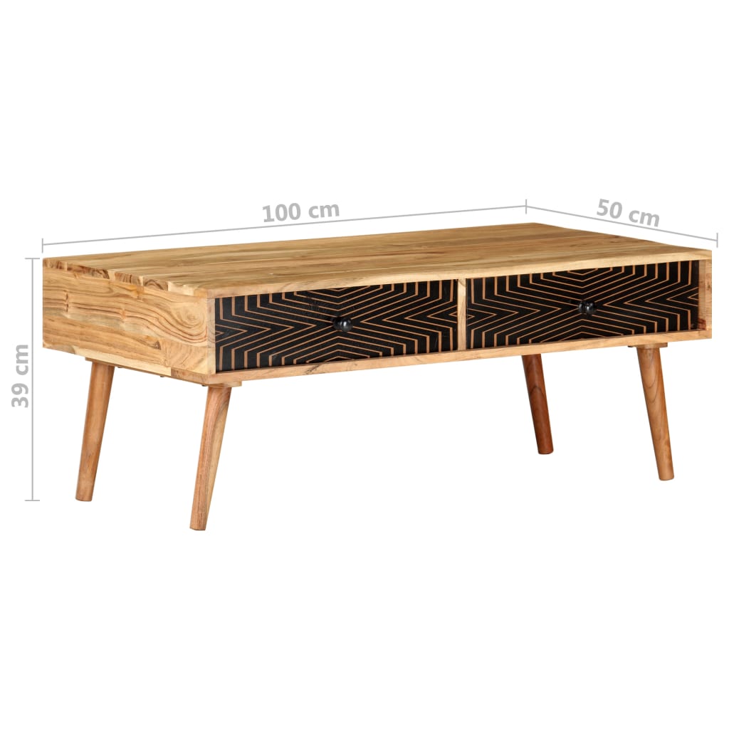 Konferenční Stolek 100 X 50 X 39 Cm Masivní Akáciové Dřevo